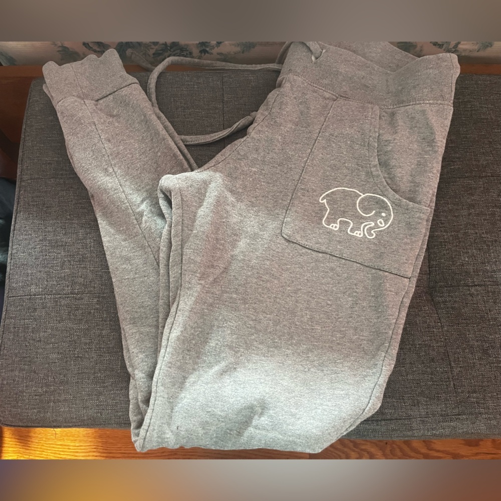 Ivory Ella Gray Sweatpants with Elephant Logo